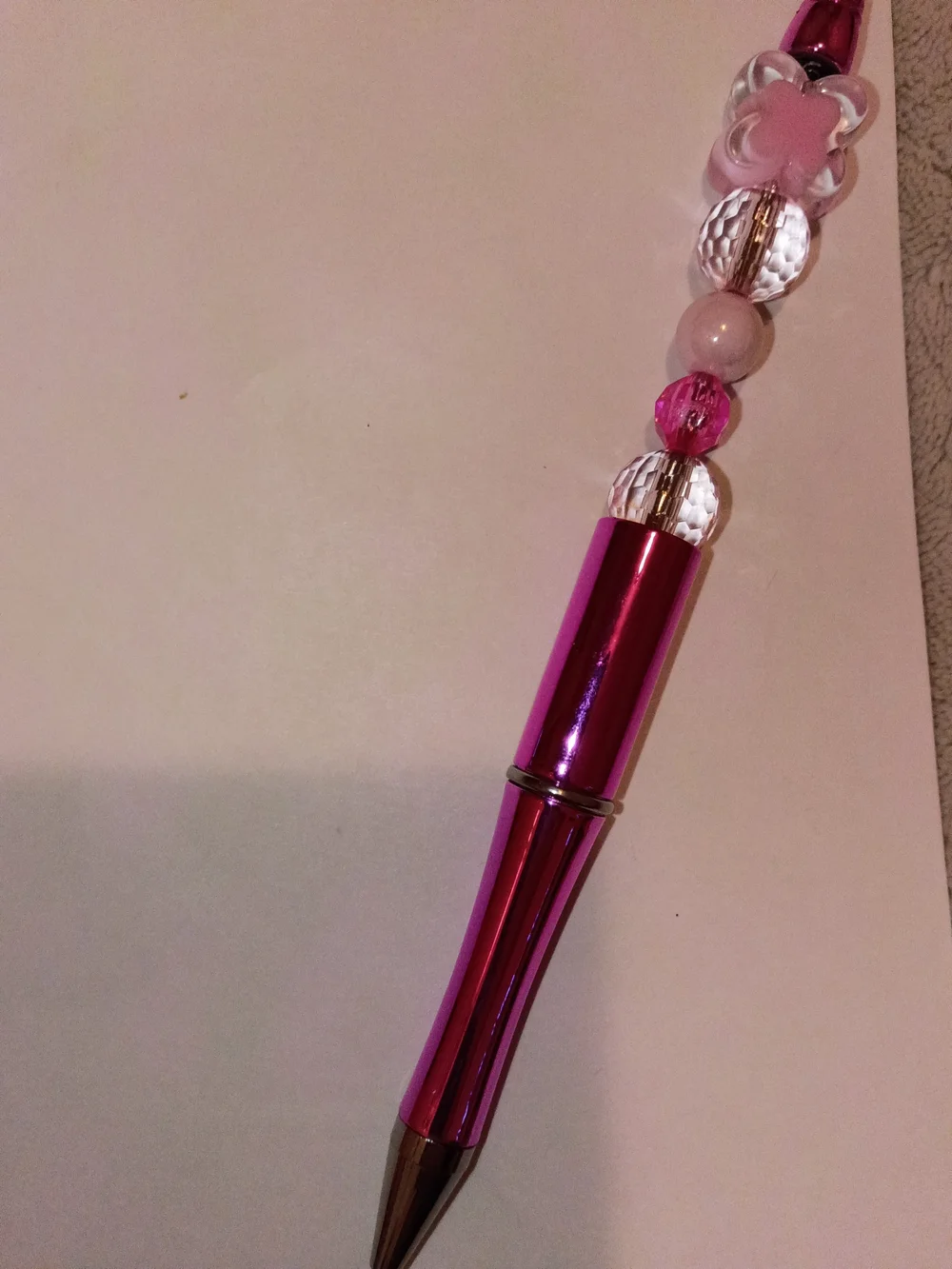 Pink Beaded Retractable Pen - Women Makeup Accessory
